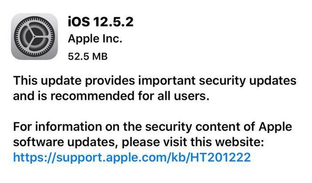 右玉苹果手机维修分享iOS12.5.2发布，建议所有老苹果用户安装 